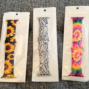 Laffav Set of 3 Apple Watch Straps Size 42/44MM S/M Tie Dye, Sunflower & Snake